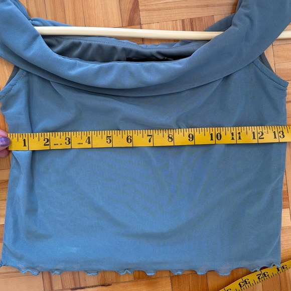 Motel Rocks Slate Off-Shoulder Mesh Crop Top | Size M - Picture 5 of 6